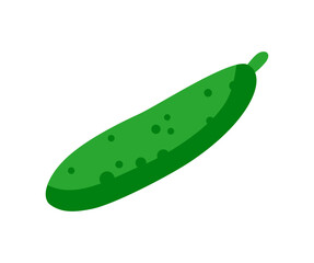 Healthy food icon. Sticker with fresh cucumber. Delicious ripe ingredient for cooking. Organic vegetable. Healthy lifestyle and diet. Cartoon flat vector illustration isolated on white background