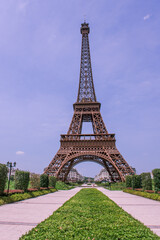 Fototapeta premium Tianducheng, China is suburb of Hangzhou, Zhejiang Province Eiffle Tower is a life size replica of Paris, France.