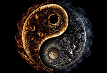 Symbols of night and day: yin and yang. Generative AI