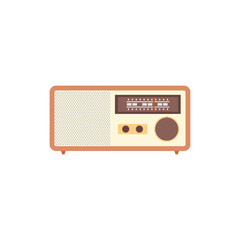 Fototapeta premium vintage tabletop radio flat design vector illustration. table top radio illustration isolated on white background