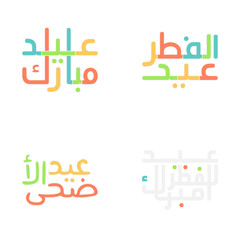 Celebratory Eid Mubarak Vector Set with Classic Calligraphy