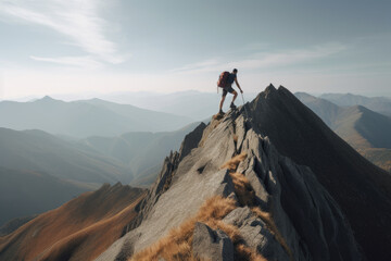 Man climbing up a mountain created with AI	