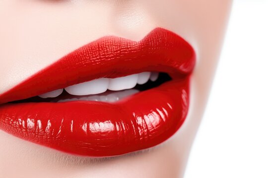 Glitter red lipstick. Generative ai.