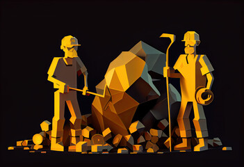 Gold miners. Generative AI - obrazy, fototapety, plakaty