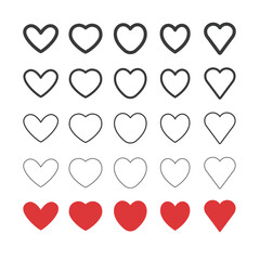 Heart shape linear icons. Love symbols.