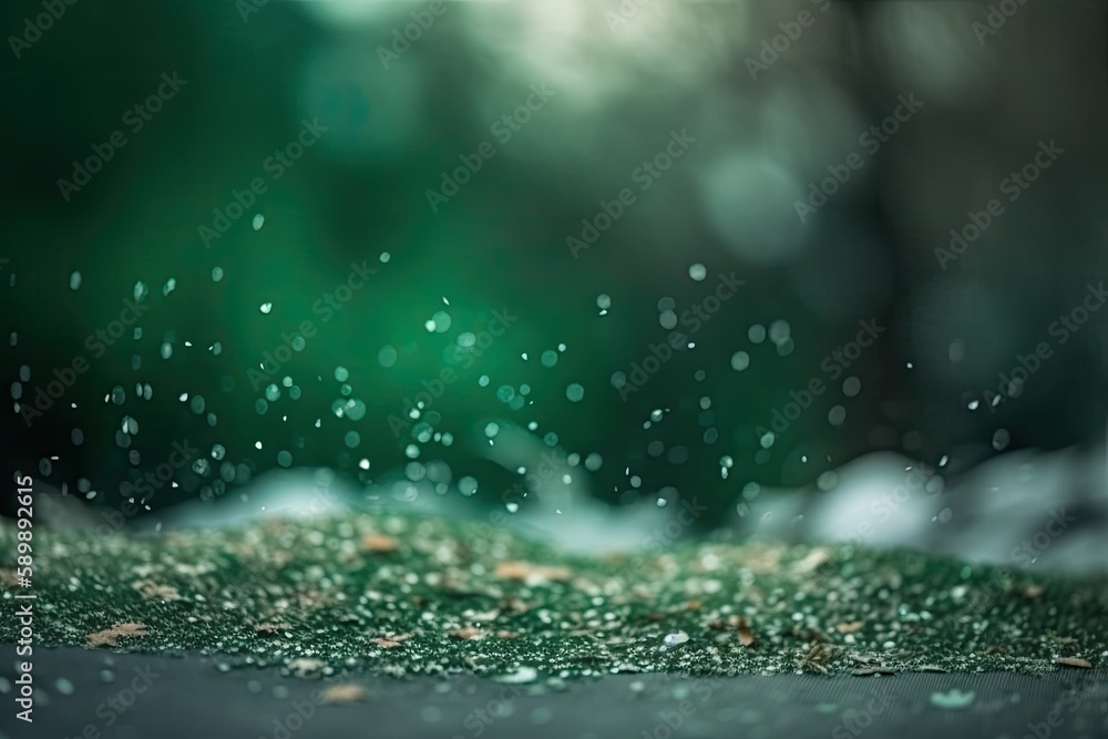 Poster macro view of water droplets on a wet surface. generative ai