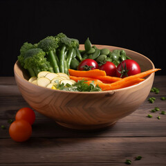 vegetables in a bowl, carrots, broccoli, Generative AI