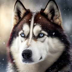 husky with blue eyes, Generative AI