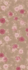 pattern of pink flowers on a brown background, pink rose petals