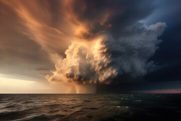 Fototapeta premium Storm over the ocean created with AI