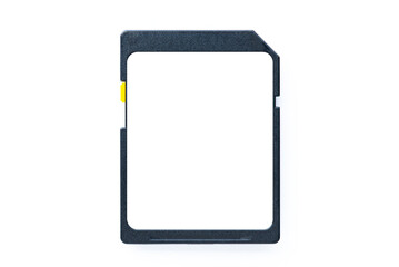 Blank sd memory card isolated with clipping path. Data storage and Back up concept.