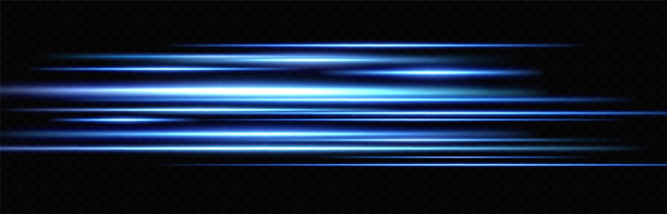 Motion light effect for banners. Blue lines. The effect of speed on a blue background. lines of light, speed and movement. Vector lens flare.