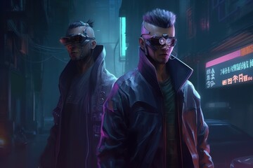 Fototapeta na wymiar Cyberpunk Style Game Art Wallpaper Background