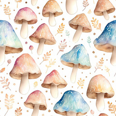 mushrooms watercolor seamless texture