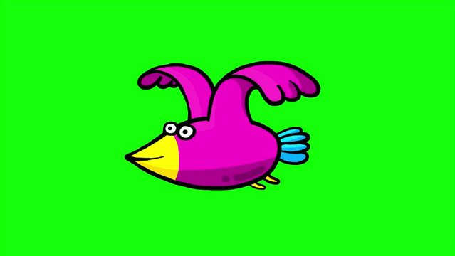Flying CMYK pigeon - loop on green screen. Sweet bird good for any background and any use. 
