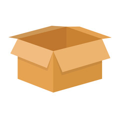 Empty open cardboard box, vector illustration