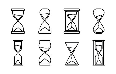 Set of hourglass icons. Sand watches, vector illustration