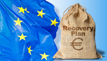 The European Recovery and Resilience Plan against the crisis of the Covid virus pandemic - concept...