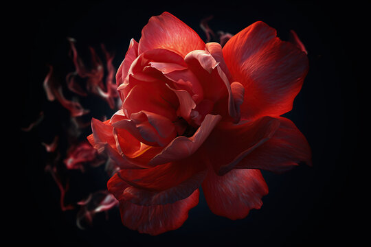 Red roses with dark background. Generative Ai