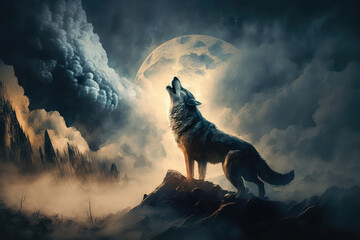 Digital Illustration Art Painting Wolf