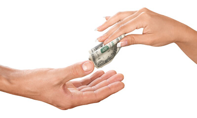 Hands Giving Money