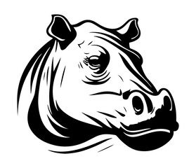 Hippopotamus Face, Silhouettes Hippopotamus Face SVG, black and white Hippo vector