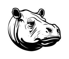 Hippopotamus Face, Silhouettes Hippopotamus Face SVG, black and white Hippo vector
