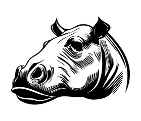 Hippopotamus Face, Silhouettes Hippopotamus Face SVG, black and white Hippo vector