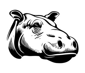 Obraz premium Hippopotamus Face, Silhouettes Hippopotamus Face SVG, black and white Hippo vector
