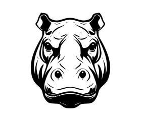 Hippopotamus Face, Silhouettes Hippopotamus Face SVG, black and white Hippo vector