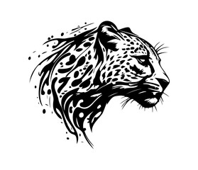 Leopard Face, Silhouettes Leopard Face SVG, black and white Leopard vector