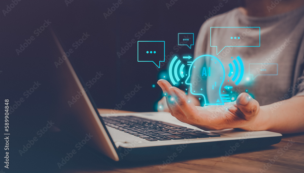 Aufkleber businessman using smart devices for digital technology connection and marketing,, links to artificia