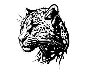 Leopard Face, Silhouettes Leopard Face SVG, black and white Leopard vector