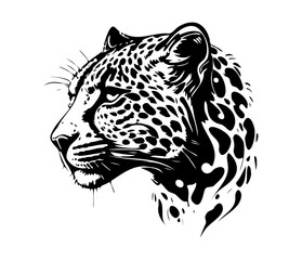 Leopard Face, Silhouettes Leopard Face SVG, black and white Leopard vector