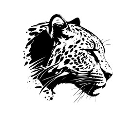 Leopard Face, Silhouettes Leopard Face SVG, black and white Leopard vector