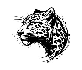 Leopard Face, Silhouettes Leopard Face SVG, black and white Leopard vector