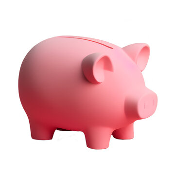 Pink Piggy Bank minimalist pastel soft render With transparent background