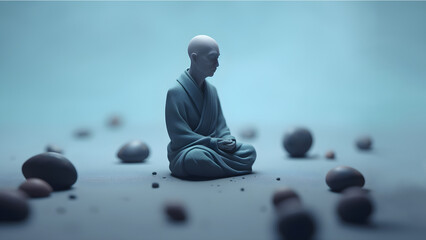 Monk in mediation digital render