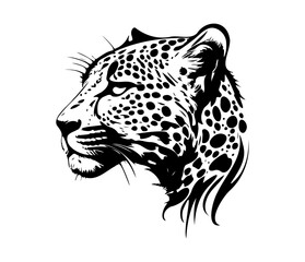 Leopard Face, Silhouettes Leopard Face SVG, black and white Leopard vector