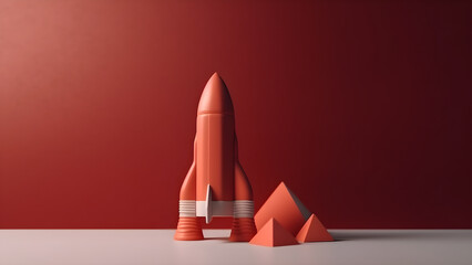 Red Rocket and Pyramids soft digital render