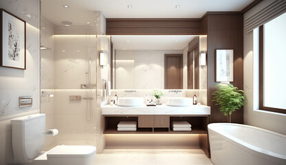 Fototapeta na wymiar Modern Hotel Bathroom, Generative AI
