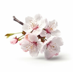 cherry blossom isolated on white, AI