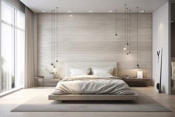 Fototapeta na wymiar Luxurious large bedroom, Generative AI