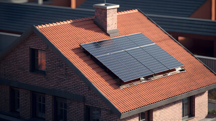 Fototapeta premium Residential Home Solar Roof, Consumer Solar Energy digital concept render