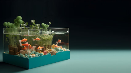 Tabletop Goldfish Aquarium abstract digital render