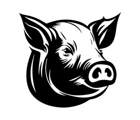 Pig Face, Silhouettes Pig Face SVG, black and white Pig vector