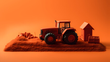 Obraz premium Tractor on a field, Agriculture digital concept render