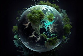 Fototapeta na wymiar Green planet Earth, eco planet. Generative AI
