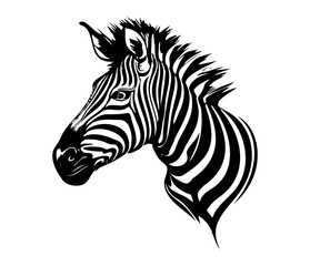 Fototapeta na wymiar Zebra Face, Silhouettes Zebra Face SVG, black and white Zebra vector