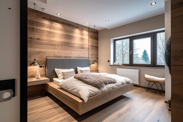Fototapeta na wymiar Luxurious large bedroom, Generative AI